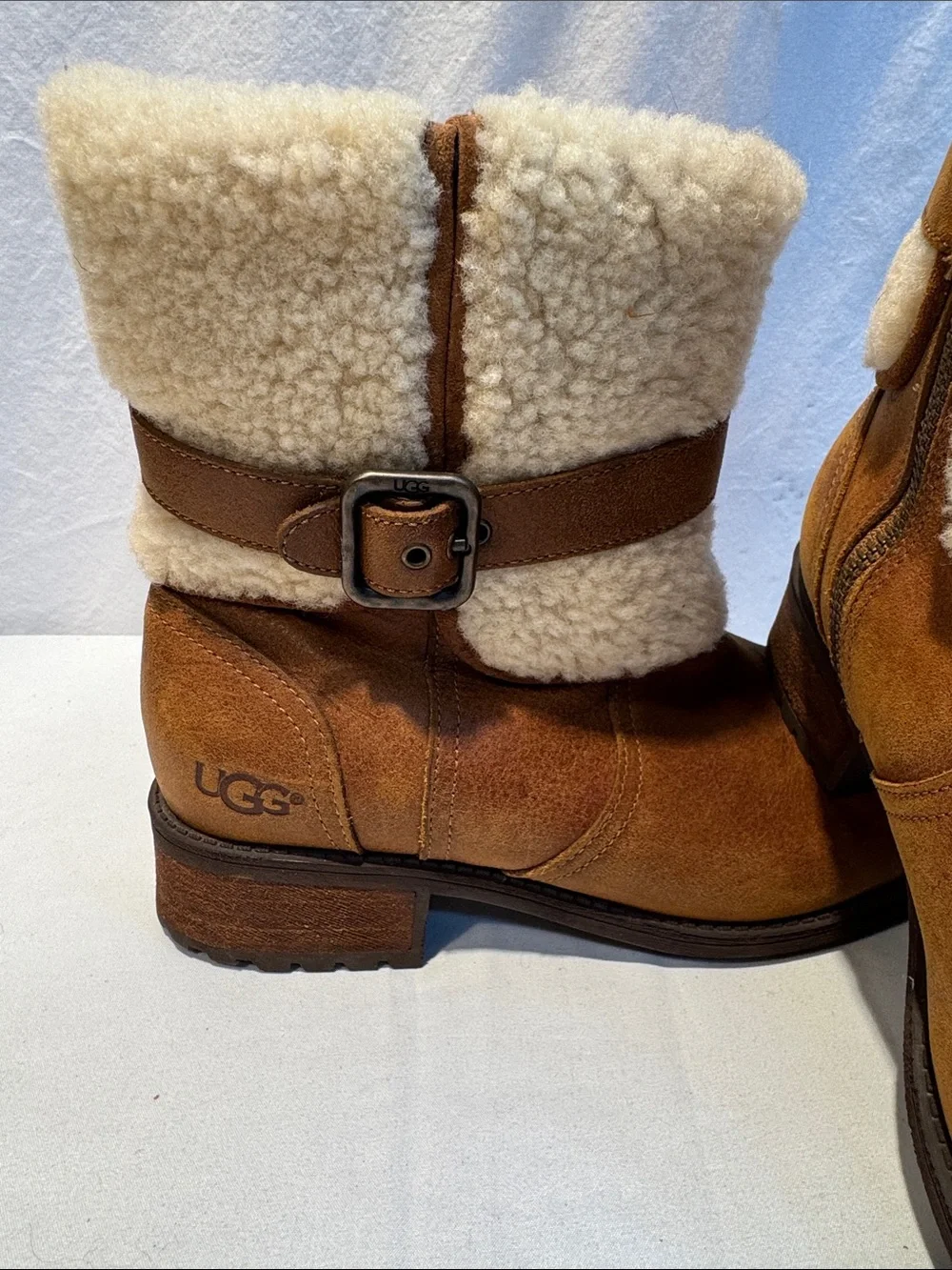 🆕 UGG Chestnut Suede Shearling Cuff Ankle Boots